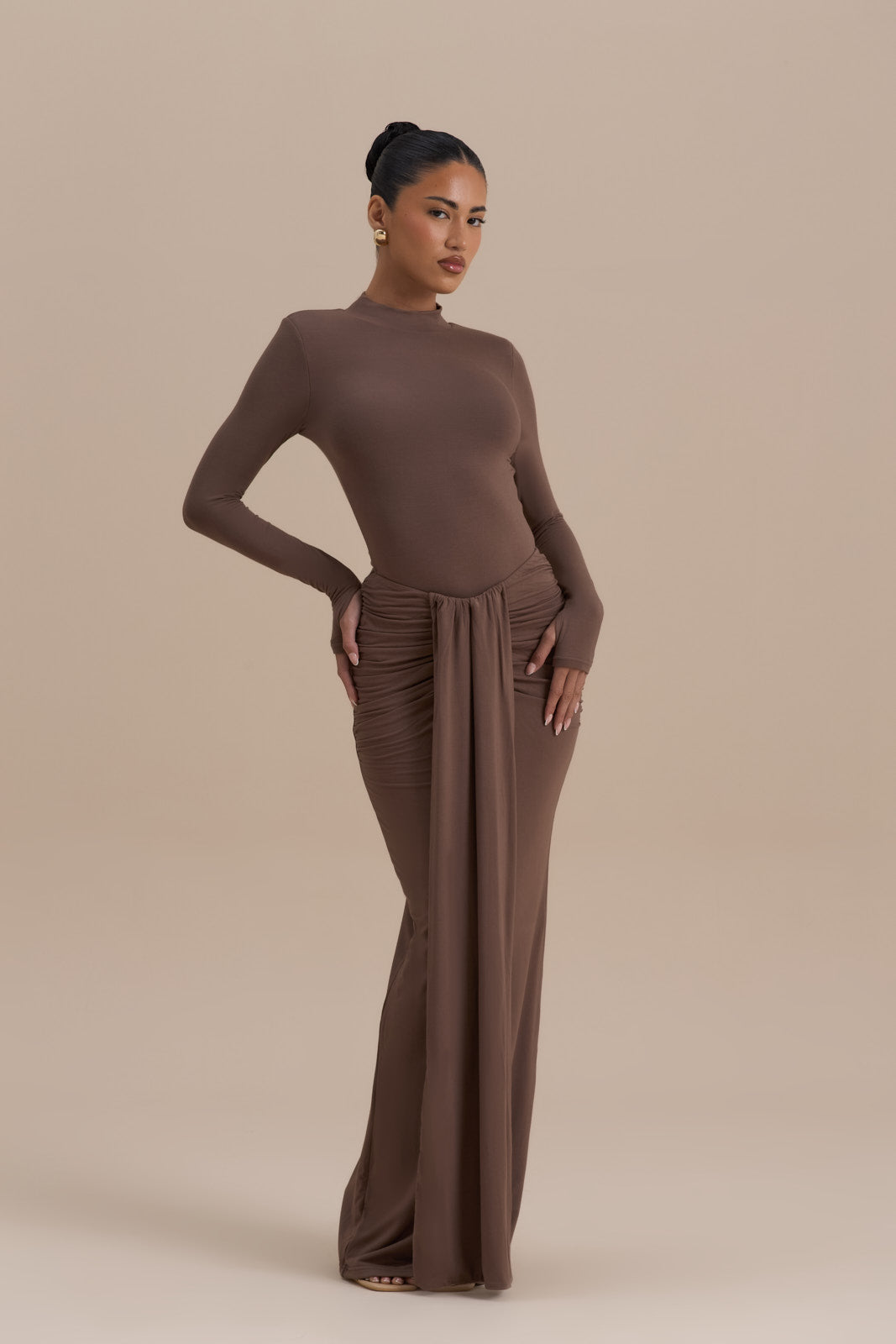 Hazel Doe Sable Chocolate High Neck Zip Back Second Skin Bodysuit 02