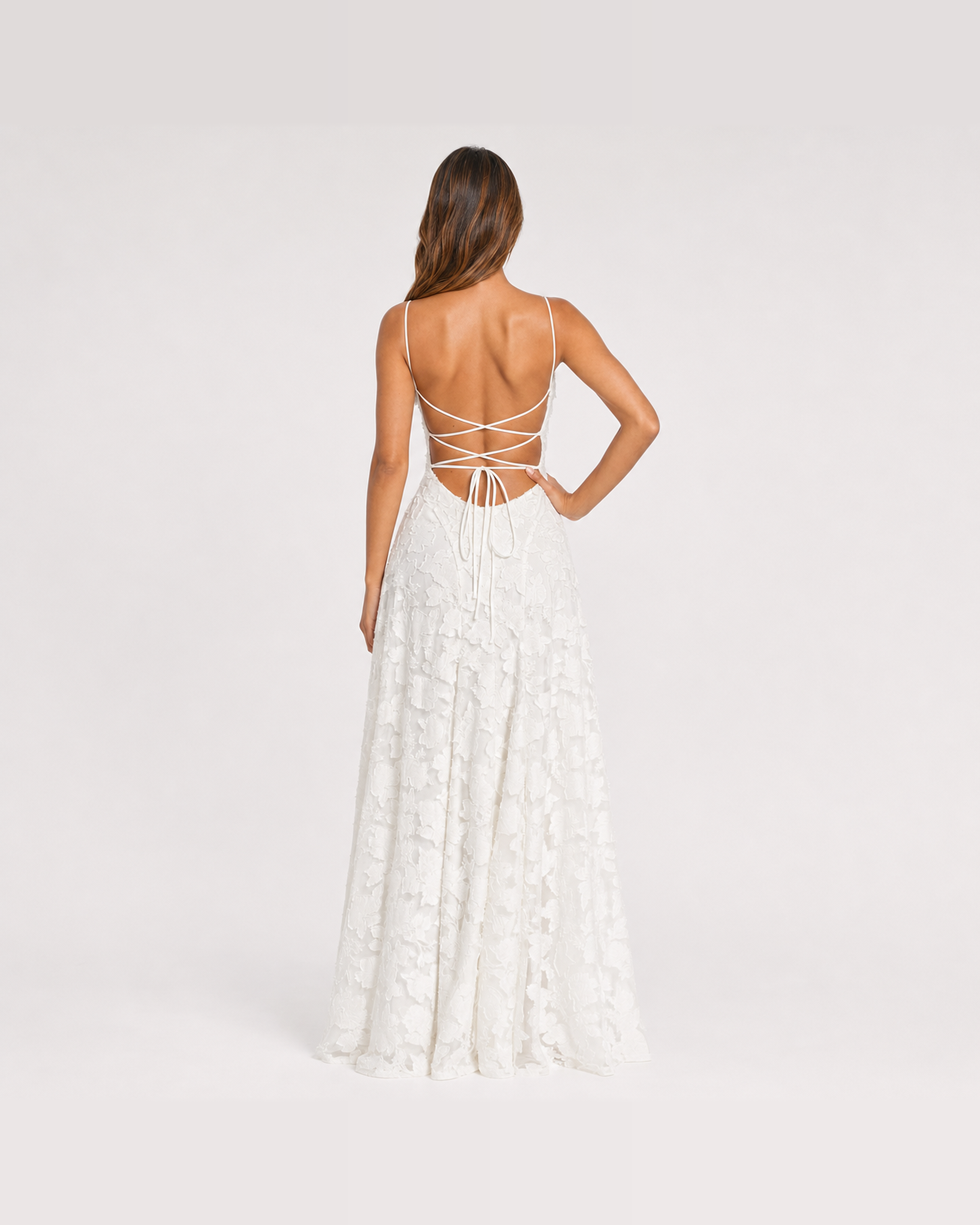 Cecily white floral applique maxi dress - straight back