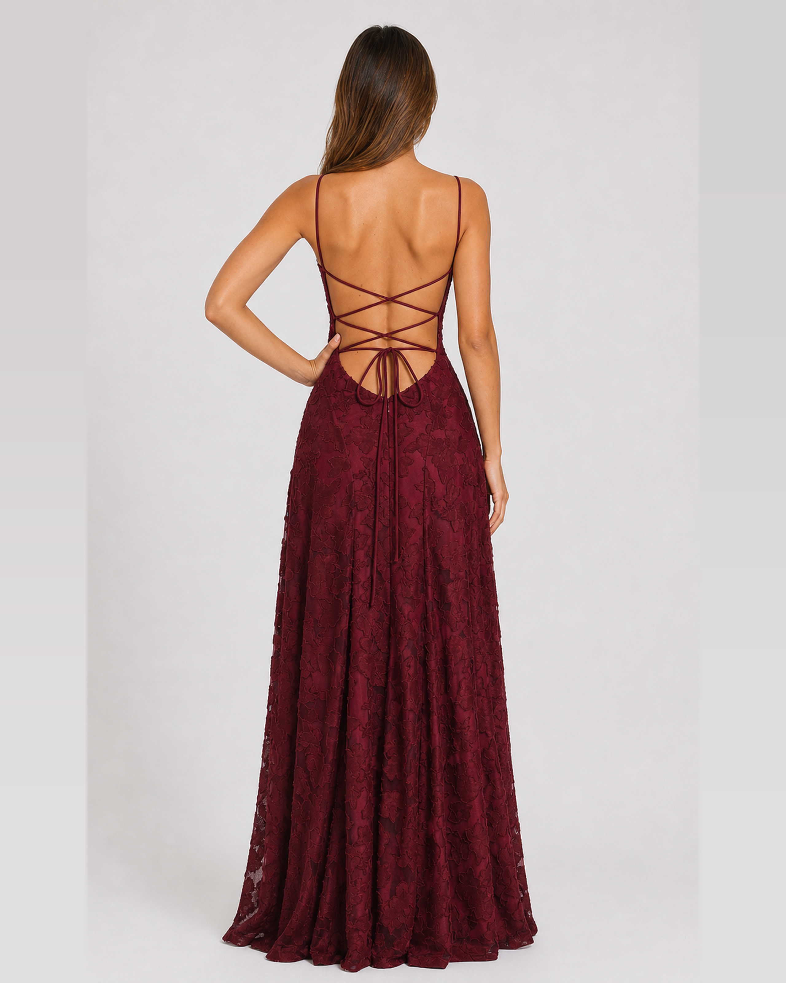 Cecily Kersen Rood lace-up back straight view