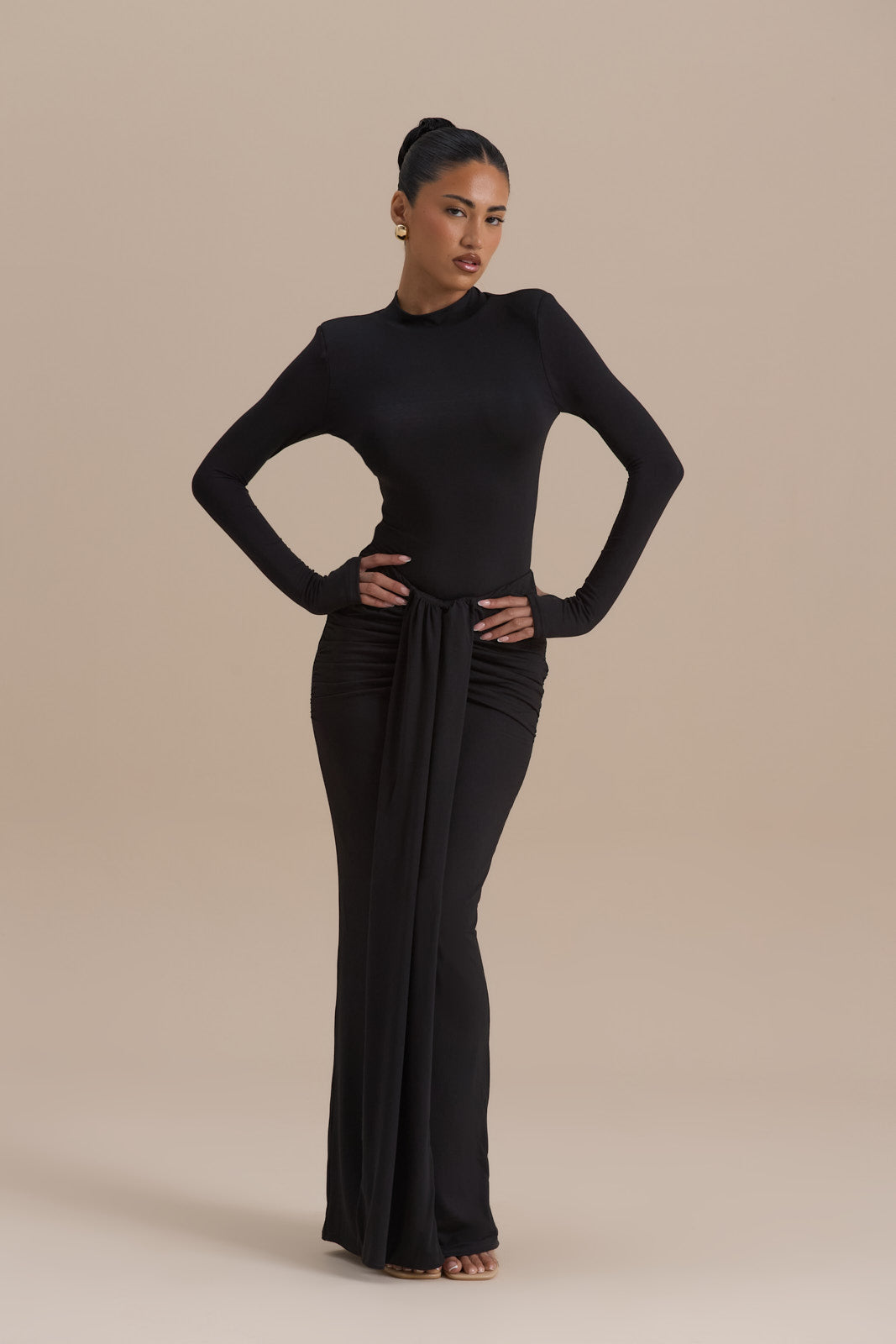 Hazel Doe Sable Black High Neck Zip Back Second Skin Bodysuit 02