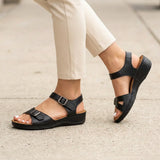 Ariya | Orthopedic Comfort Wedge Sandals - Black - Tillybelle