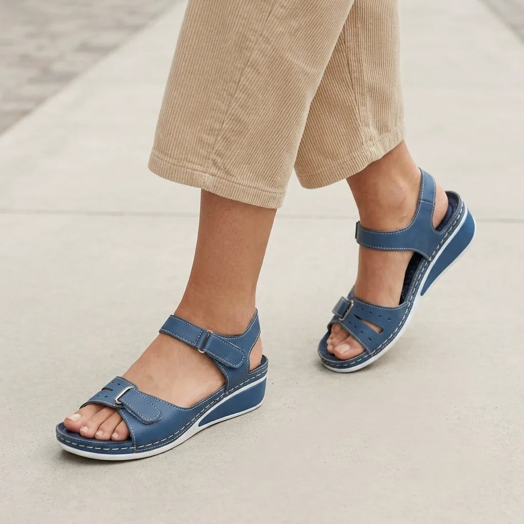 Ariya | Orthopedic Comfort Wedge Sandals - Blue - Tillybelle
