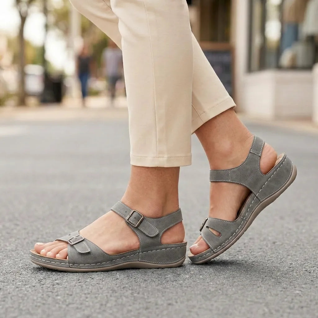 Ariya | Orthopedic Comfort Wedge Sandals - Grey - Tillybelle