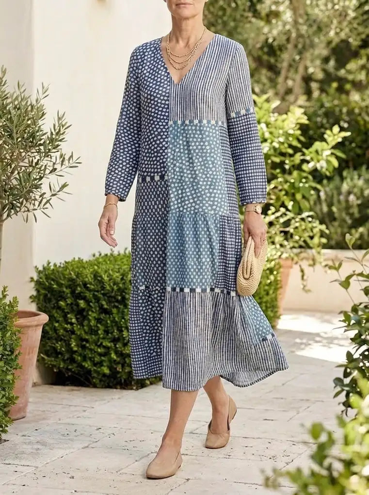 Ava | Retro Linen Dress - Multicolor - Tillybelle
