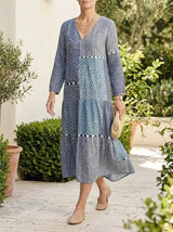 Ava | Retro Linen Dress - Multicolor - Tillybelle