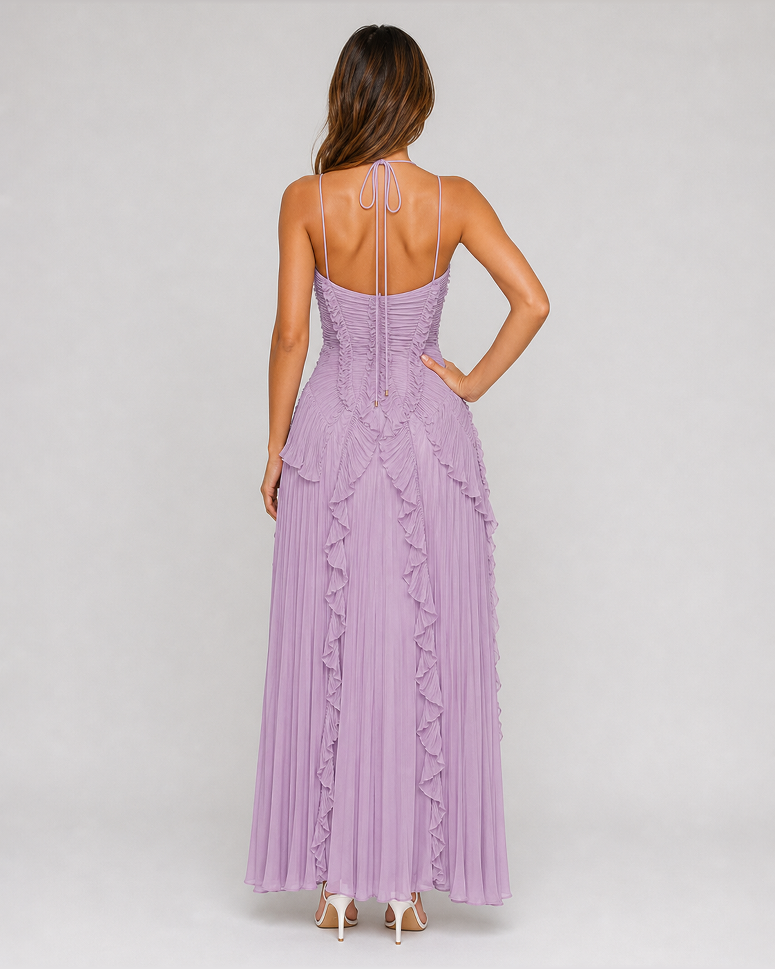 Aveline Purple maxi dress, straight back view