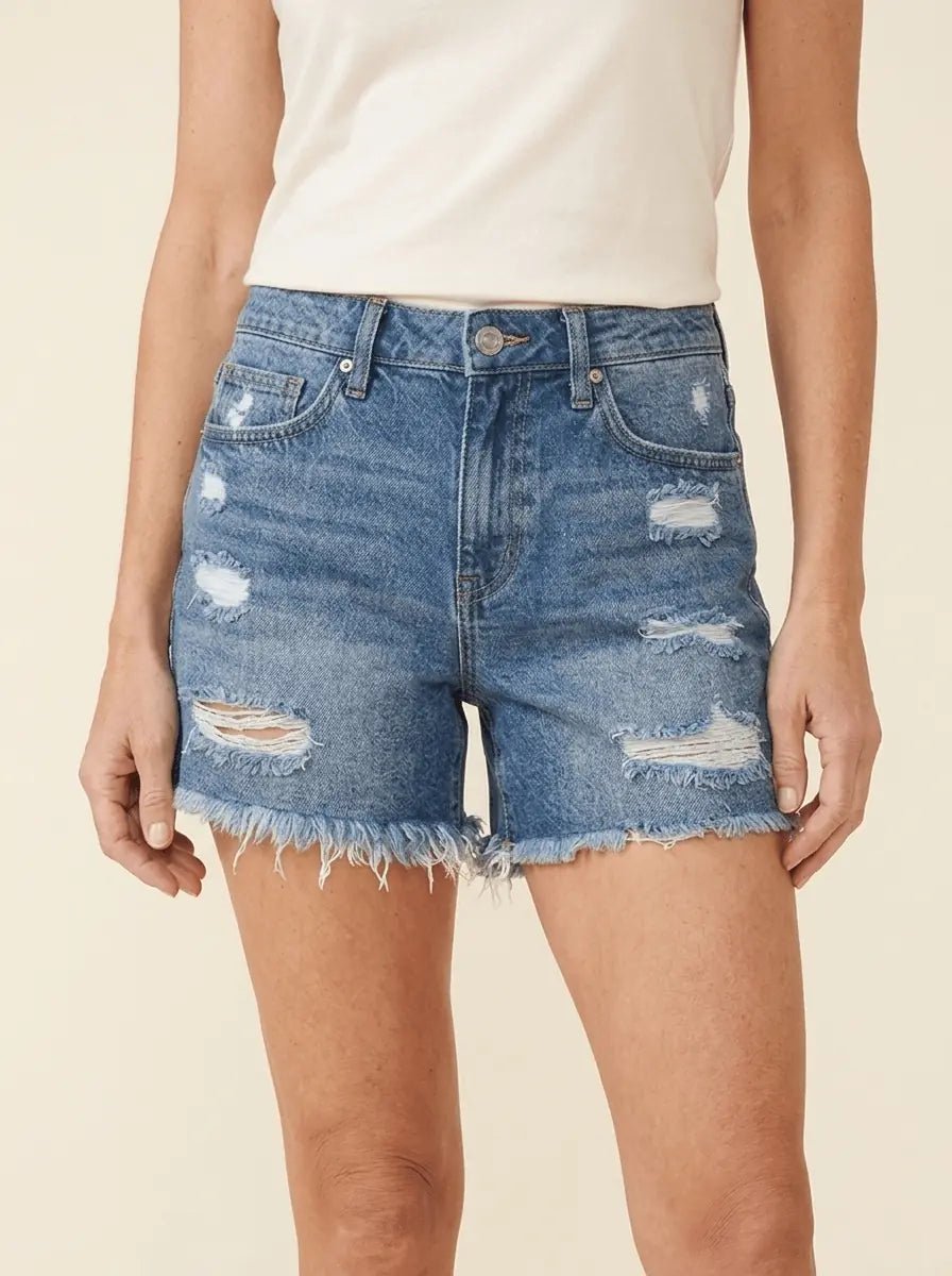 Charlotte | Fringe-Hem Denim Shorts - Tillybelle