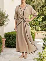 Erykah | Twist-Front Maxi Dress - Beige - Tillybelle