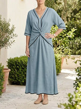 Erykah | Twist-Front Maxi Dress - Blue - Tillybelle