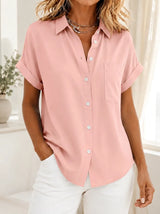 Gustie | Relaxed Short Sleeve Shirt - Blush Pink - Tillybelle