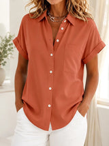 Gustie | Relaxed Short Sleeve Shirt - Burnt Orange - Tillybelle