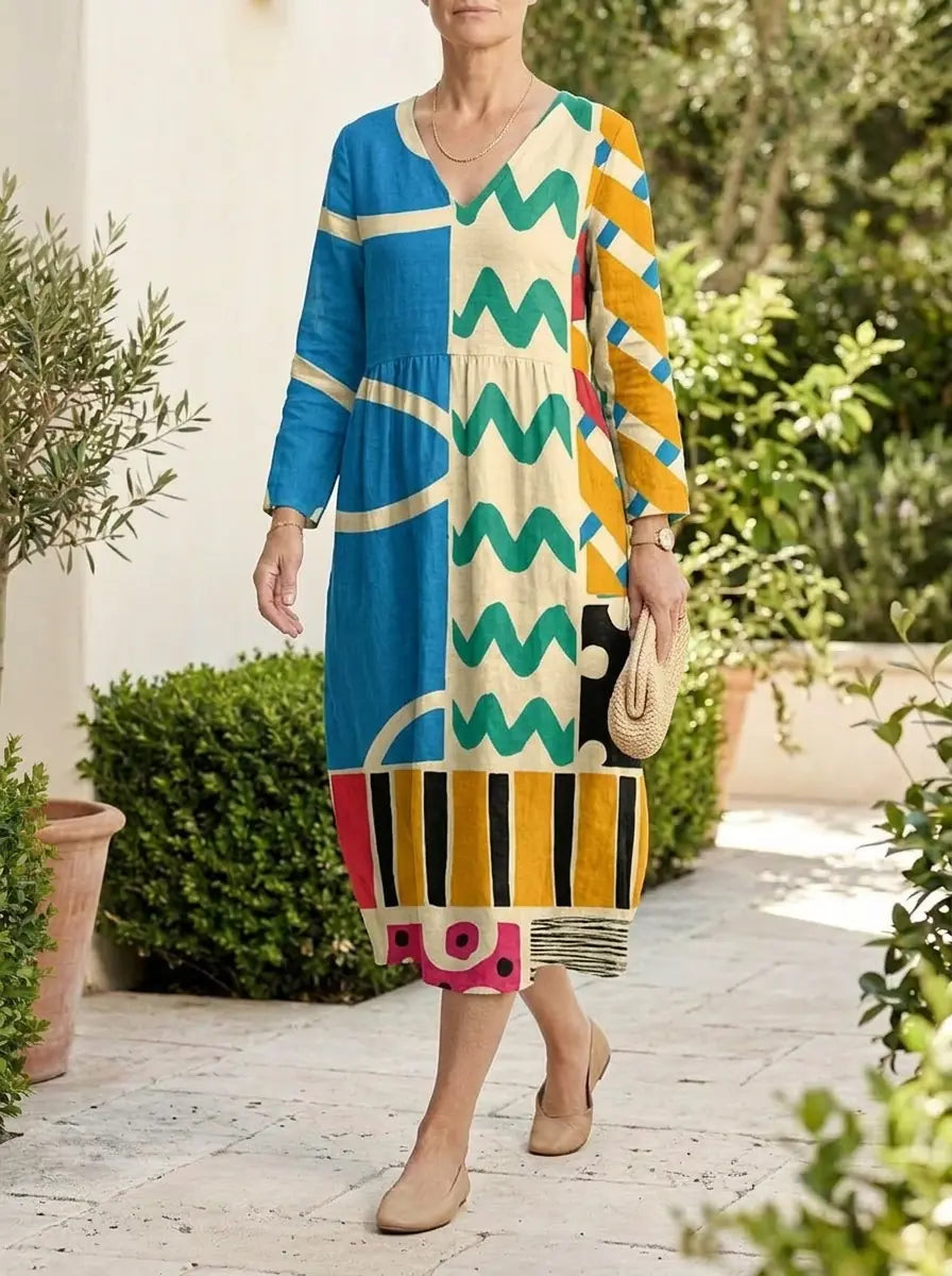 Harper | Easygoing Abstract Dress - Multicolor - Tillybelle