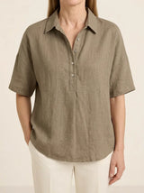 Helene | Collared Blouse - Khaki - Tillybelle