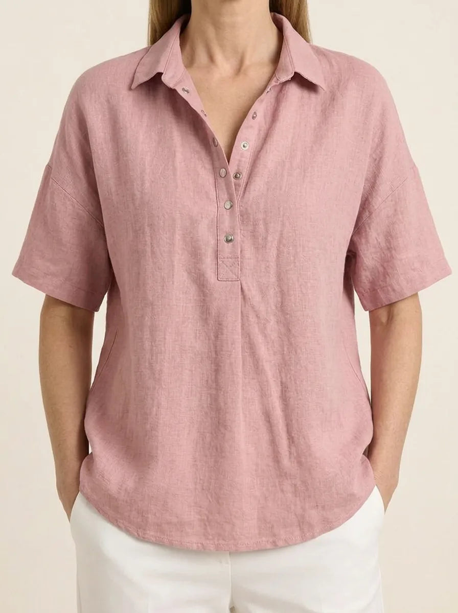 Helene | Collared Blouse - Pink - Tillybelle