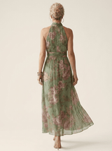 Elise | Floral Gathered Halter Dress - Tillybelle