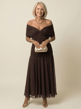 Clara | Off-Shoulder Gathered Midi Dress - Tillybelle
