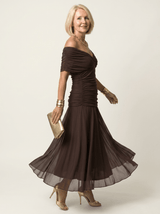 Clara | Off-Shoulder Gathered Midi Dress - Tillybelle