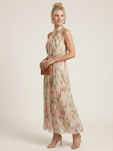 Neve | Halter Neck Floral Midi Dress - Tillybelle