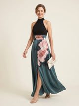 Cleo | Halter Bodice Floral Maxi Dress - Tillybelle