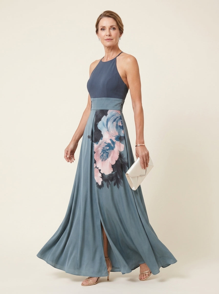Cleo | Halter Bodice Floral Maxi Dress - Tillybelle
