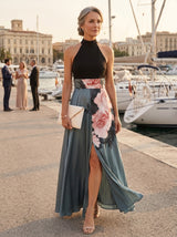 Cleo | Halter Bodice Floral Maxi Dress - Tillybelle