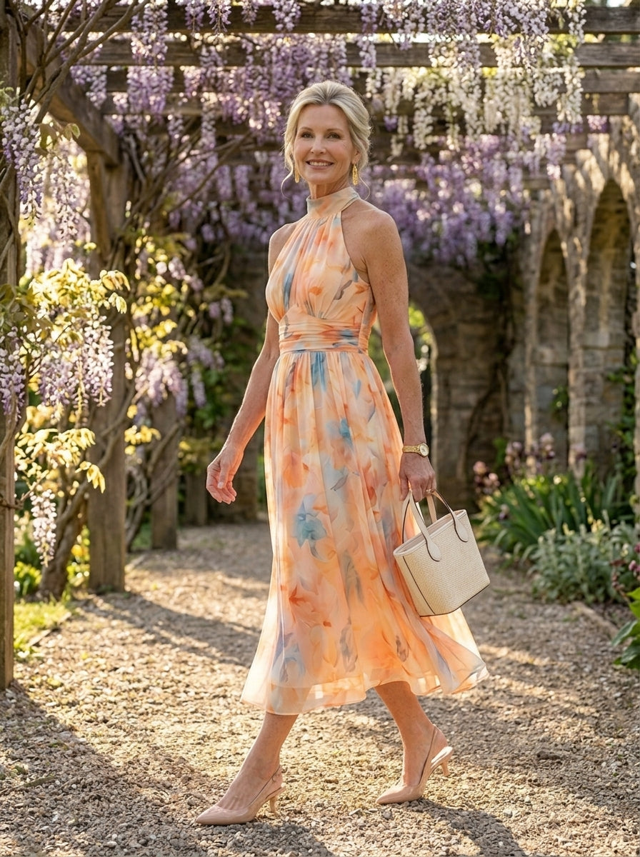 Solene | Soft Halter Midi Dress - Tillybelle