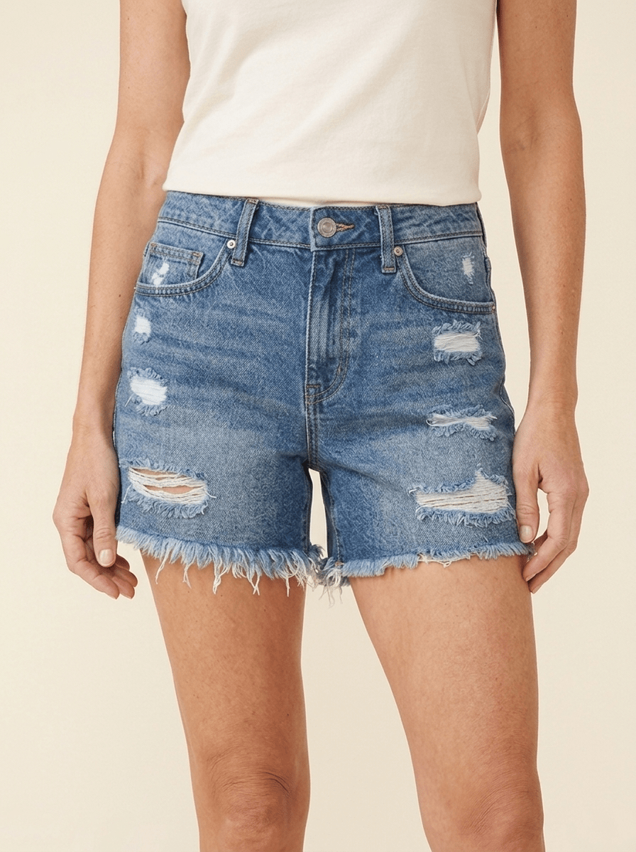 Charlotte | Fringe-Hem Denim Shorts - Tillybelle