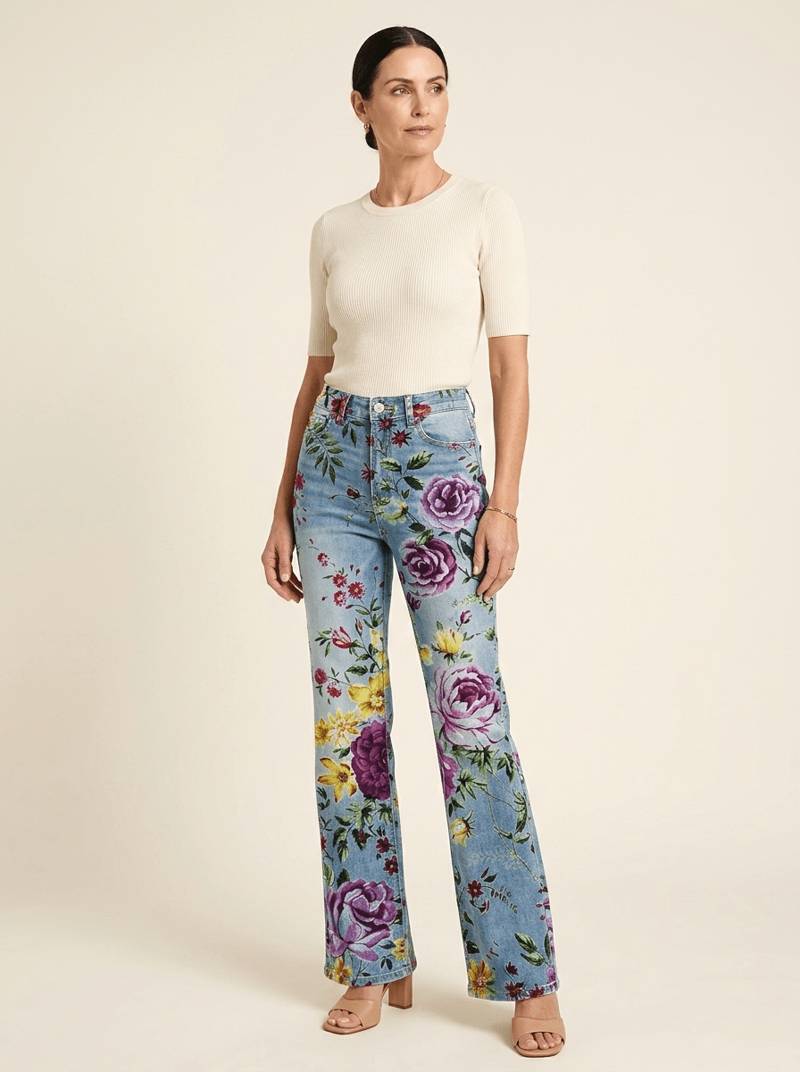 Flora | Wide-Leg Patterned Trousers - Tillybelle
