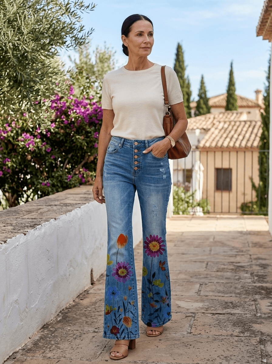 Flora | Wide-Leg Patterned Trousers - Tillybelle