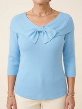 Neeko | Bow-Neckline Ribbed Sweater - Tillybelle