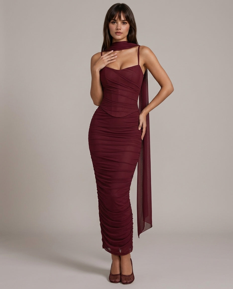 Liora | Mesh Corset Maxi Set