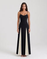 Porto Fino paneled A-line maxi dress front