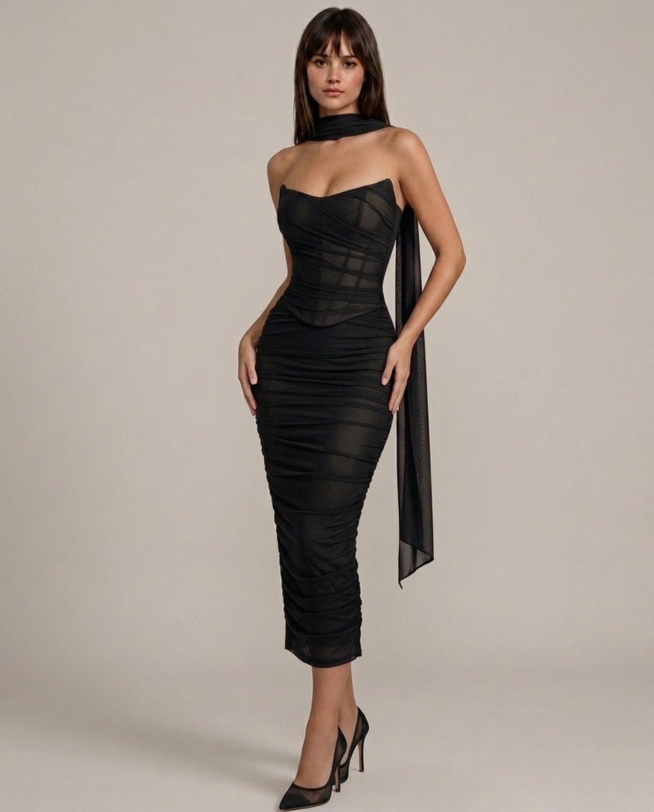 Liora | Mesh Corset Maxi Set