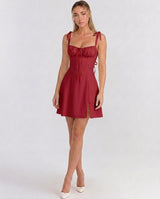 Soleil | Lace-Up Corset Midi Dress