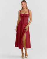 Soleil | Lace-Up Corset Midi Dress