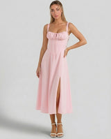 Soleil | Lace-Up Corset Midi Dress