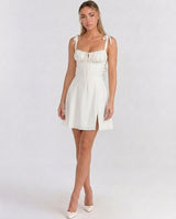 Soleil | Lace-Up Corset Midi Dress