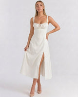 Soleil | Lace-Up Corset Midi Dress