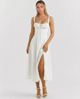 Soleil | Lace-Up Corset Midi Dress