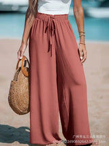 Lina | Flowy Wide-Leg Trousers - Light Brown - Tillybelle