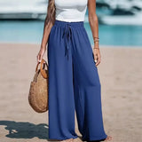 Lina | Flowy Wide-Leg Trousers - Royal Blue - Tillybelle