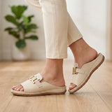 Monroe | Orthopedic Buckle Slide Sandals - Beige - Tillybelle