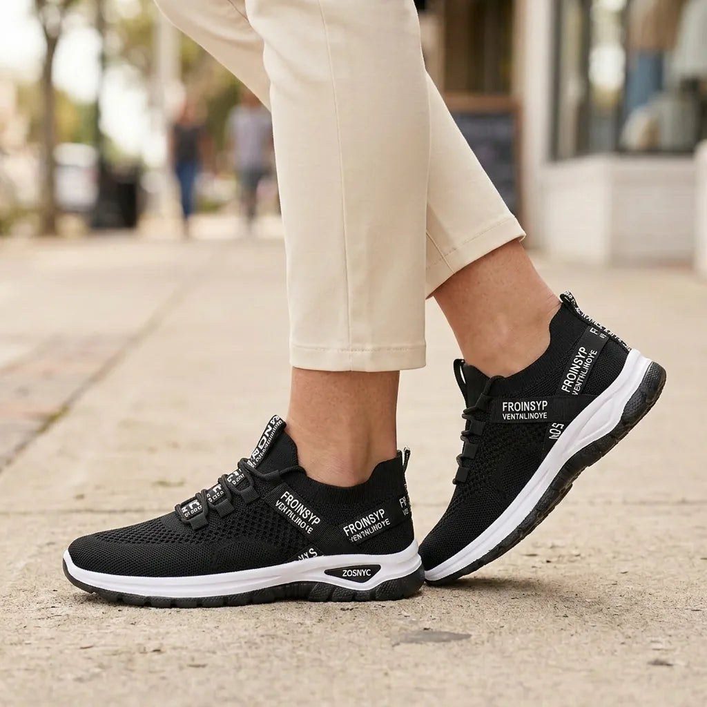 Montreal | Orthopedic Breathable Trainers - Black - Tillybelle