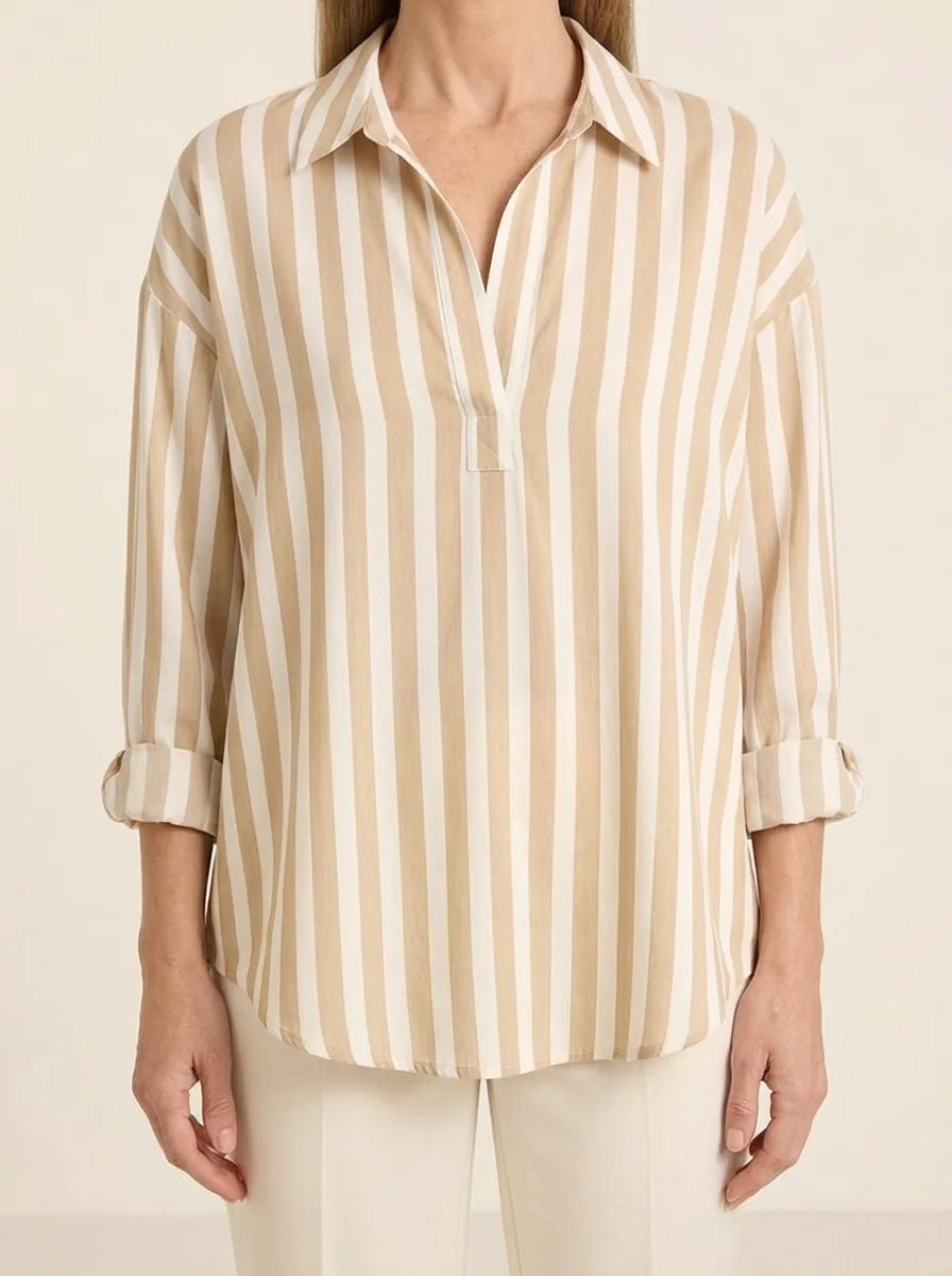 Nora | Striped Blouse - Beige - Tillybelle