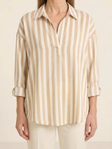 Nora | Striped Blouse - Beige - Tillybelle