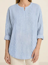 Rhea | Pinstripe Blouse - Blue - Tillybelle