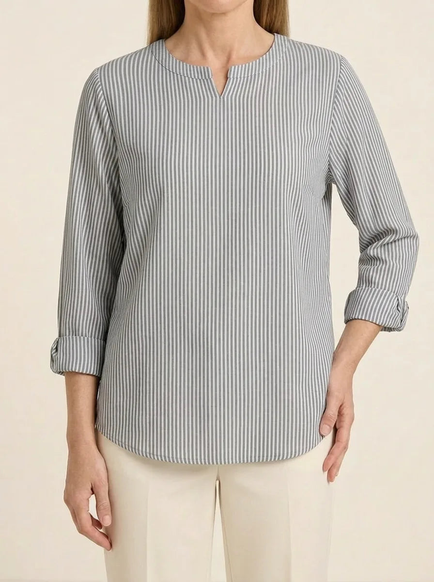 Rhea | Pinstripe Blouse - Gray - Tillybelle