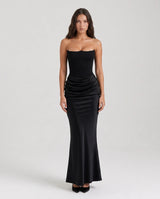 Rosalind Corset Bodice Maxi Dress - Black - Tillybelle