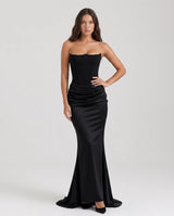Rosalind Corset Bodice Maxi Dress - Black - Tillybelle
