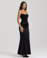 Rosalind Corset Bodice Maxi Dress - Black - Tillybelle